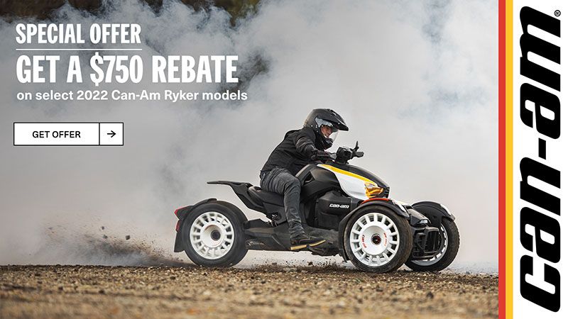  Can-Am - Get a $750 Rebate On Select 2022 Can-Am Ryker Models