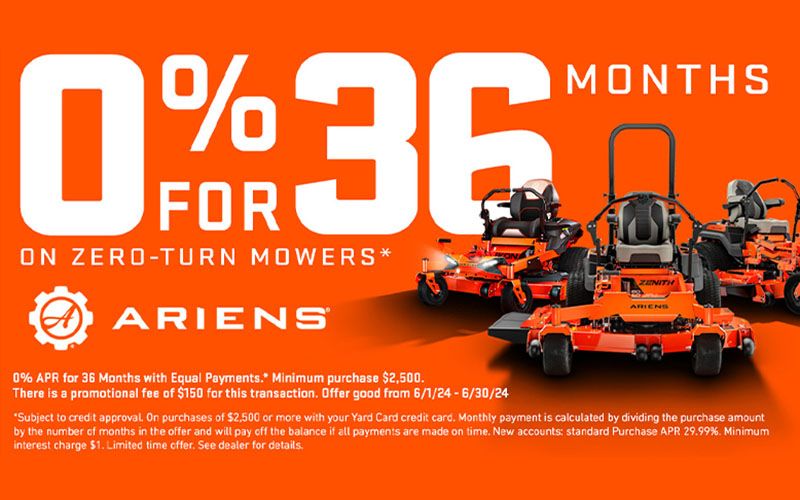 Ariens USA - 0% APR for 36 Months with Equal Payments