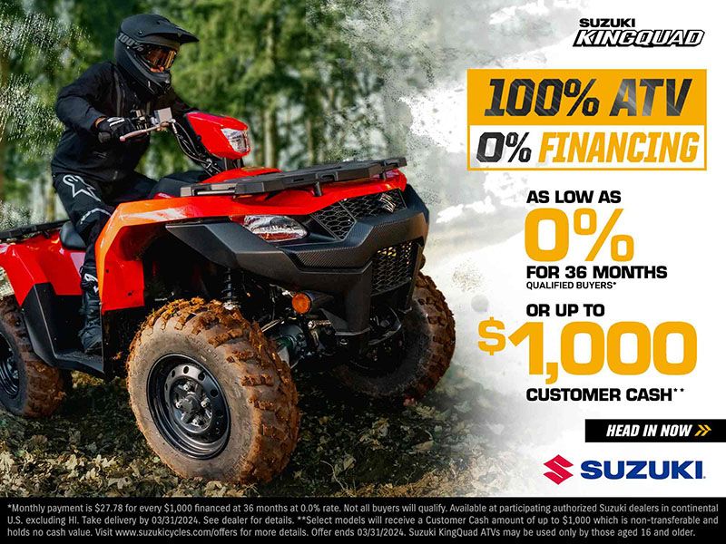Suzuki Motor of America Inc. Suzuki - 100% ATV 0% Financing