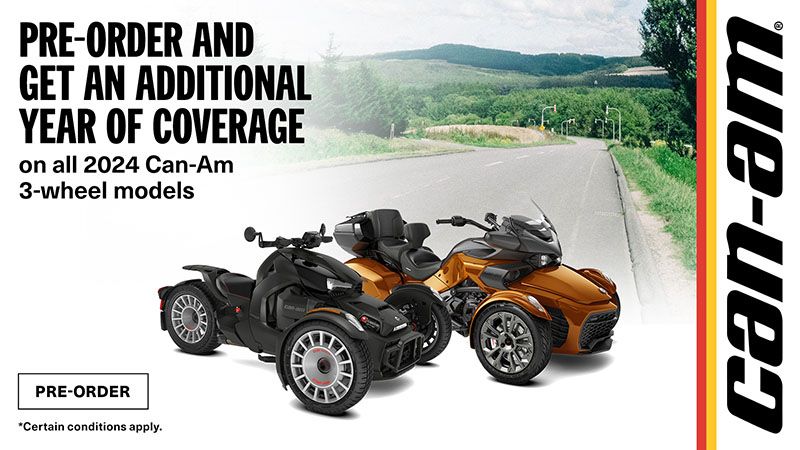 Can-Am - Pre-order and get an additional year of coverage on all 2024 3-Wheel Models