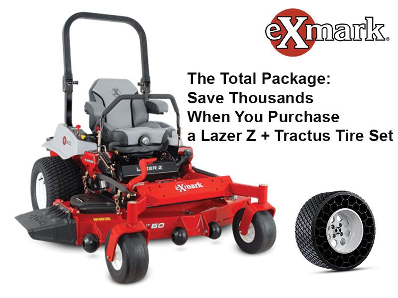 Exmark - The Total Package: Save Thousands When You Purchase a Lazer Z + Tractus Tire Set, UltraVac Collection System or $2,000 of Exmark Original Parts & Accessories