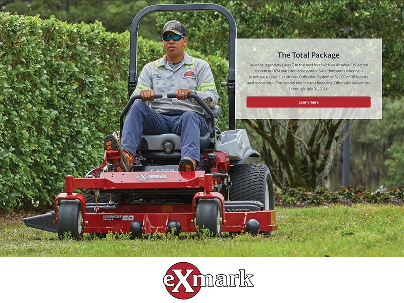 Exmark - The Total Package: Save Thousands When You Purchase a Lazer Z + UltraVac Collection System or $2,000 of Exmark Original Parts & Accessories