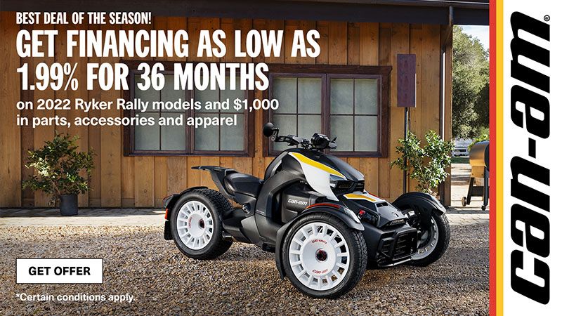 Can-Am - Financing as low as 1.99% for 36 months and $1,000 in PA&A on 2022 Can-Am Ryker Rally Models