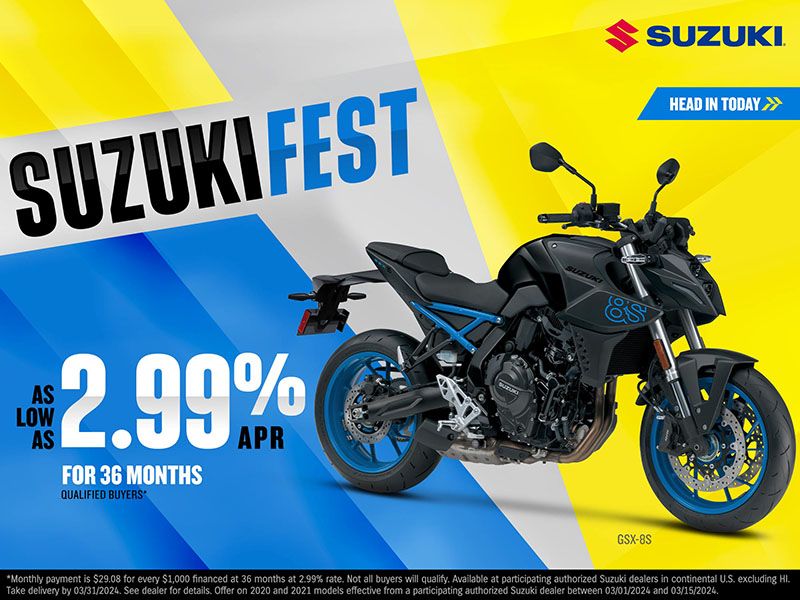 Suzuki Motor of America Inc. Suzuki - SuzukiFest - As Low As 2.99% APR For 36 Months