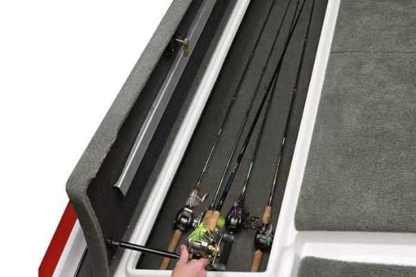 Carpeted rod boxes feature power-assist lids. - Photo 22